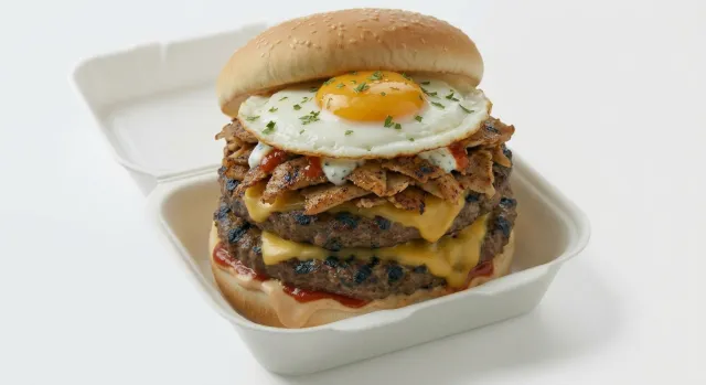 1/2lb Cheese Burger with Doner & Egg